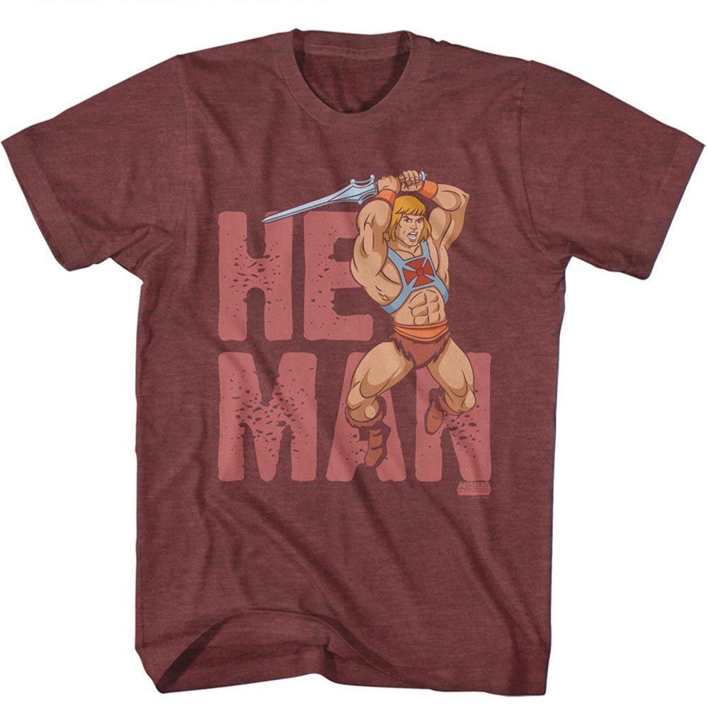 Masters Of The Universe He-Man Text  Maroon Heather Adult T-Shirt